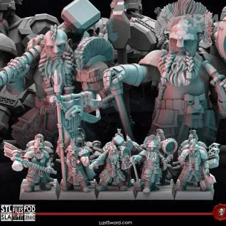 Описание картинки Dwarves Royal Guard от Recruiter по цене 1 400руб | Свободный Рынок Миниатюр - СРМ