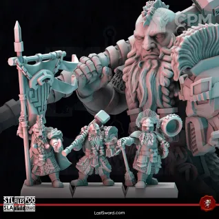 Описание картинки Dwarves Royal Guard от Recruiter по цене 1 400руб | Свободный Рынок Миниатюр - СРМ