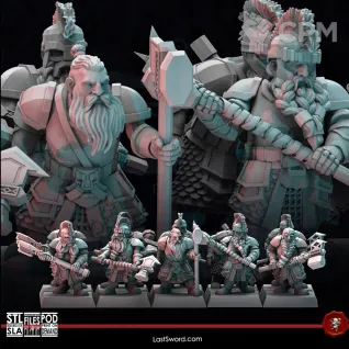Описание картинки Dwarves Royal Guard от Recruiter по цене 1 400руб | Свободный Рынок Миниатюр - СРМ