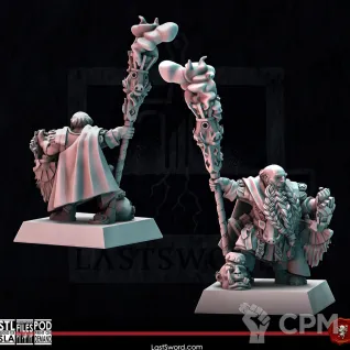 Описание картинки Dwarves Runepriest with staff on foot от Recruiter по цене 450руб | Свободный Рынок Миниатюр - СРМ