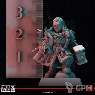 Описание картинки Shieldmaiden with warhammer от 3Д-Печка по цене 150руб | Свободный Рынок Миниатюр - СРМ