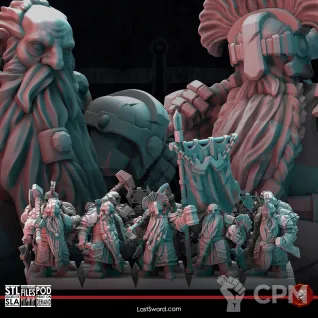 Описание картинки Veteran Dwarves от Manufactorum76 по цене 1 250руб | Свободный Рынок Миниатюр - СРМ