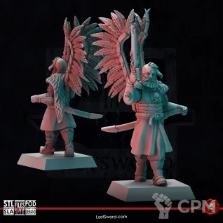 Описание картинки Kislev Winged Hussar Hero foot от Recruiter по цене 450руб | Свободный Рынок Миниатюр - СРМ
