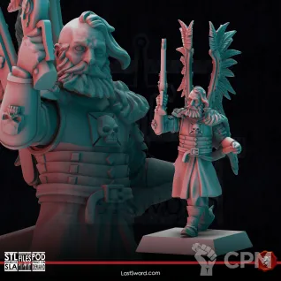 Описание картинки Kislev Winged Hussar Hero foot от Recruiter по цене 450руб | Свободный Рынок Миниатюр - СРМ