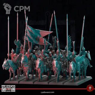 Описание картинки Kislev Winged Hussars от Recruiter по цене 1 700руб | Свободный Рынок Миниатюр - СРМ