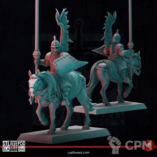 Описание картинки Kislev Winged Hussars от Recruiter по цене 1 700руб | Свободный Рынок Миниатюр - СРМ