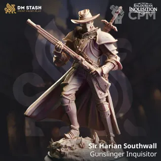 Описание картинки Sir Harian Southwall - Gunslinger Inquisitor от PocketSized Prints по цене 300руб | Свободный Рынок Миниатюр - СРМ