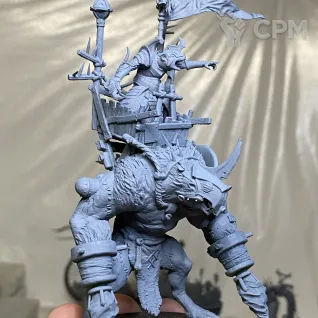 Описание картинки Skaven Warlord on Rat Ogre Bonebreaker от 3Д печать миниатюр по цене 1 569руб | Свободный Рынок Миниатюр - СРМ