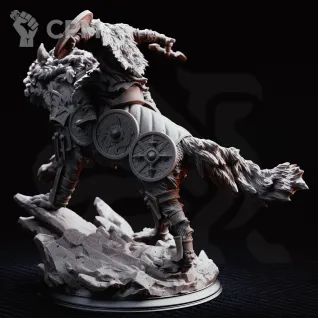 Описание картинки Haarn &amp; Skjolnir - Viking War Wolf and Rider 3D от PocketSized Prints по цене 700руб | Свободный Рынок Миниатюр - СРМ