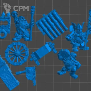 Описание картинки Dwarfs - Organ Gun от 3Д-Печка по цене 400руб | Свободный Рынок Миниатюр - СРМ