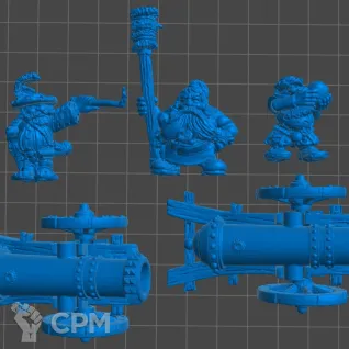Описание картинки Dwarfs - Cannons &amp; Crews от 3Д-Печка по цене 450руб | Свободный Рынок Миниатюр - СРМ