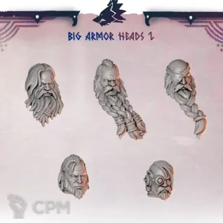 Описание картинки Primal Hounds: Big Armor Heads 2 от 3Д-Печка по цене 150руб | Свободный Рынок Миниатюр - СРМ