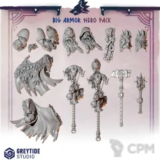 Описание картинки Primal Hounds: Big Armor Hero Pack от 3Д-Печка по цене 500руб | Свободный Рынок Миниатюр - СРМ