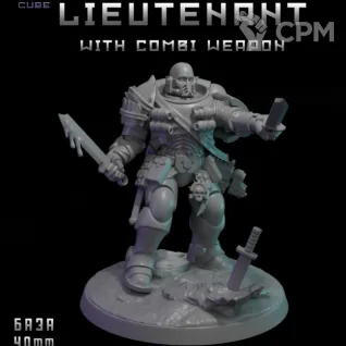Описание картинки Lieutenant With Combi-weapon от DREAMCUBE по цене 320руб | Свободный Рынок Миниатюр - СРМ