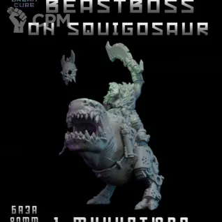 Описание картинки Beastboss On Squigosaur от DREAMCUBE по цене 640руб | Свободный Рынок Миниатюр - СРМ