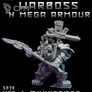 Описание картинки Warboss in mega armor от DREAMCUBE по цене 470руб | Свободный Рынок Миниатюр - СРМ