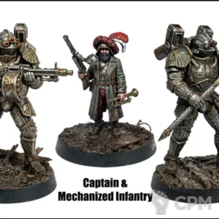 Описание картинки Captain and Mechanized Infantry от Manufactorum76 по цене 600руб | Свободный Рынок Миниатюр - СРМ