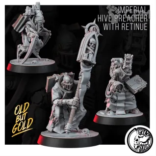 Описание картинки IMPERIAL HIVE PREACHER WITH RETINUE от Manufactorum76 по цене 600руб | Свободный Рынок Миниатюр - СРМ