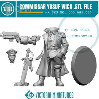 Описание картинки COMMISSAR YUSUF WICK от Manufactorum76 по цене 160руб | Свободный Рынок Миниатюр - СРМ