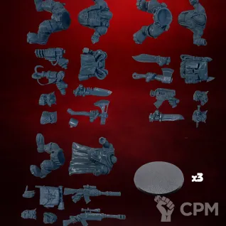 Описание картинки Миниатюра Warhammer 40000 Orcs.Spek-Opz Orcs kit A  . Модульный набор. 3шт от 3DSprint по цене 900руб | Свободный Рынок Миниатюр - СРМ