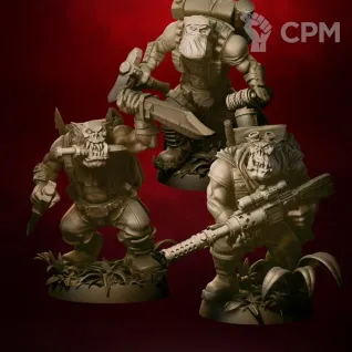 Описание картинки Миниатюра Warhammer 40000 Orcs.Spek-Opz Orcs kit A  . Модульный набор. 3шт от 3DSprint по цене 900руб | Свободный Рынок Миниатюр - СРМ
