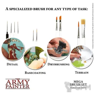 Описание картинки Набор кисточек The Army Painter - Mega Brush Set от Дауран по цене 6 500руб | Свободный Рынок Миниатюр - СРМ