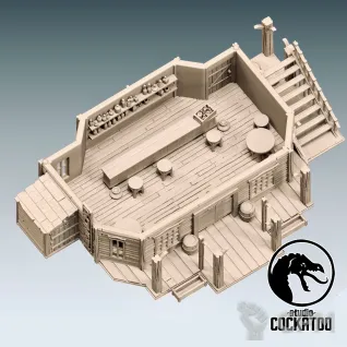 Описание картинки Дикий запад Салун с гостишкой от Studio Cockatoo по цене 6 600руб | Свободный Рынок Миниатюр - СРМ