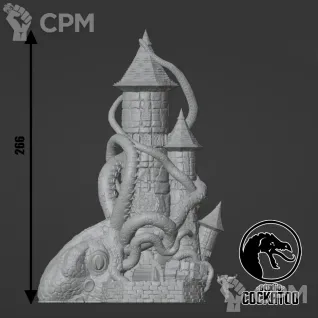 Описание картинки Kraken  Dice tower/Башня для кубов от Studio Cockatoo по цене 2 750руб | Свободный Рынок Миниатюр - СРМ