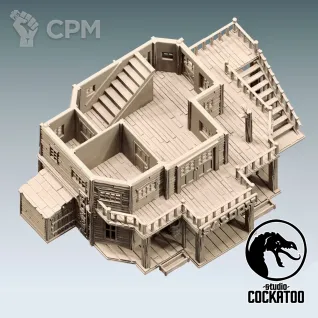 Описание картинки Дикий запад Салун с гостишкой от Studio Cockatoo по цене 6 600руб | Свободный Рынок Миниатюр - СРМ