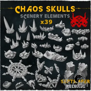 Описание картинки Chaos Skulls Scenery Elements от Studio Cockatoo по цене 1 200руб | Свободный Рынок Миниатюр - СРМ