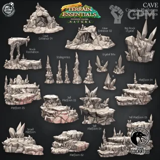Описание картинки Cave Set Crystals, Platforms and Entrances от Studio Cockatoo по цене 27 000руб | Свободный Рынок Миниатюр - СРМ