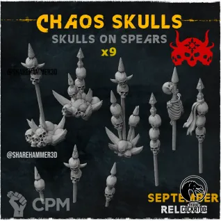Описание картинки Chaos Skulls Skulls on Spears от Studio Cockatoo по цене 200руб | Свободный Рынок Миниатюр - СРМ