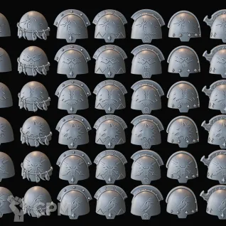 Описание картинки Набор наплечников для терминаторов волков от Лаборатория хаоса по цене 110руб | Свободный Рынок Миниатюр - СРМ