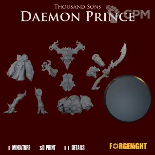 Описание картинки Thousand Sons Daemon Prince от ForgeNight по цене 1 650руб | Свободный Рынок Миниатюр - СРМ