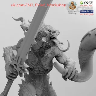 Описание картинки Daemons of Khorne Bloodletter / Кровопускатель от 3Д печать миниатюр по цене 219руб | Свободный Рынок Миниатюр - СРМ