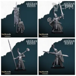 Описание картинки Aegean Elves Spearmen от 3DPrintClub по цене 95руб | Свободный Рынок Миниатюр - СРМ