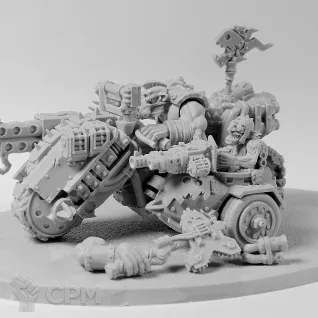 Описание картинки Orc Boss on Blitzbike 1 от Oi!-Factory по цене 1 100руб | Свободный Рынок Миниатюр - СРМ