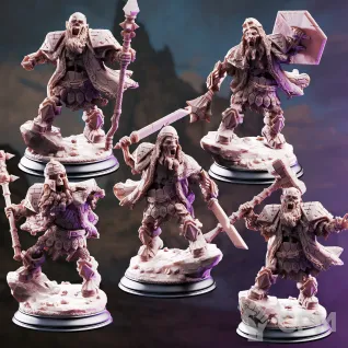 Описание картинки Undead Dwarven Brothers - Brook, Crook, Hook, Mook &amp; Sook от PocketSized Prints по цене 1 000руб | Свободный Рынок Миниатюр - СРМ