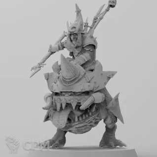 Описание картинки Loonboss on Giant Cave Squig от 3Д печать миниатюр по цене 704руб | Свободный Рынок Миниатюр - СРМ