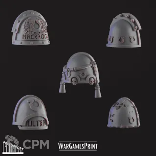 Описание картинки Ultramarines shoulder pads 5шт от Helnex workshop  по цене 120руб | Свободный Рынок Миниатюр - СРМ