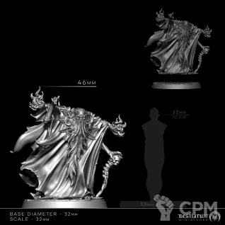 Описание картинки Некромант с фамильяром от 3D Wargaming по цене 350руб | Свободный Рынок Миниатюр - СРМ