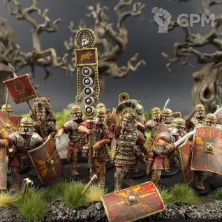 Описание картинки Early Imperial Roman Legionaries Advancing от Base 28 по цене 3 375руб | Свободный Рынок Миниатюр - СРМ