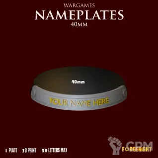 Описание картинки Wargame Bases 40mm nameplate | Именные ярлыки на подставки от ForgeNight по цене 109руб | Свободный Рынок Миниатюр - СРМ