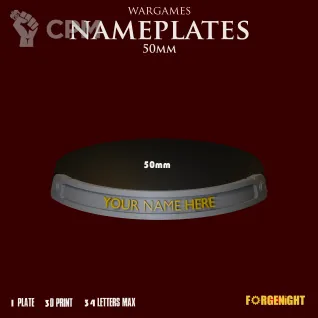 Описание картинки Wargame Bases 50mm nameplate | Именные ярлыки на подставки от ForgeNight по цене 129руб | Свободный Рынок Миниатюр - СРМ