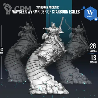 Описание картинки Wayseer Wyrmrider of Starborn Exiles от WebWay 3D по цене 850руб | Свободный Рынок Миниатюр - СРМ