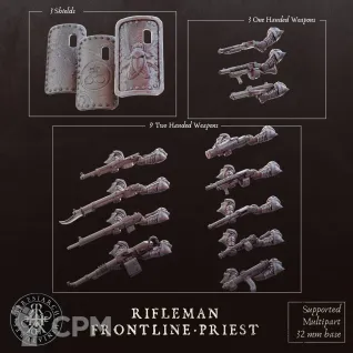 Описание картинки Rifleman Frontline Heretic Priest от Manufactorum76 по цене 200руб | Свободный Рынок Миниатюр - СРМ