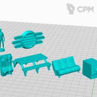 Описание картинки Большой интерьерный набор для убежища. от Studio Cockatoo по цене 5 500руб | Свободный Рынок Миниатюр - СРМ