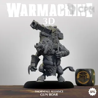 Описание картинки Thornfall Alliance Gun Boar от Manufactorum76 по цене 325руб | Свободный Рынок Миниатюр - СРМ