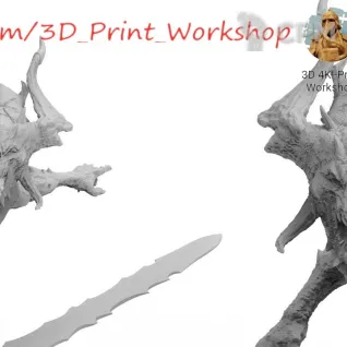 Описание картинки Daemons of Khorne Bloodletter / Кровопускатель от 3Д печать миниатюр по цене 219руб | Свободный Рынок Миниатюр - СРМ