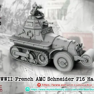 Описание картинки French AMC Schineider P16 Half Track от 3DPrintClub по цене 1 200руб | Свободный Рынок Миниатюр - СРМ